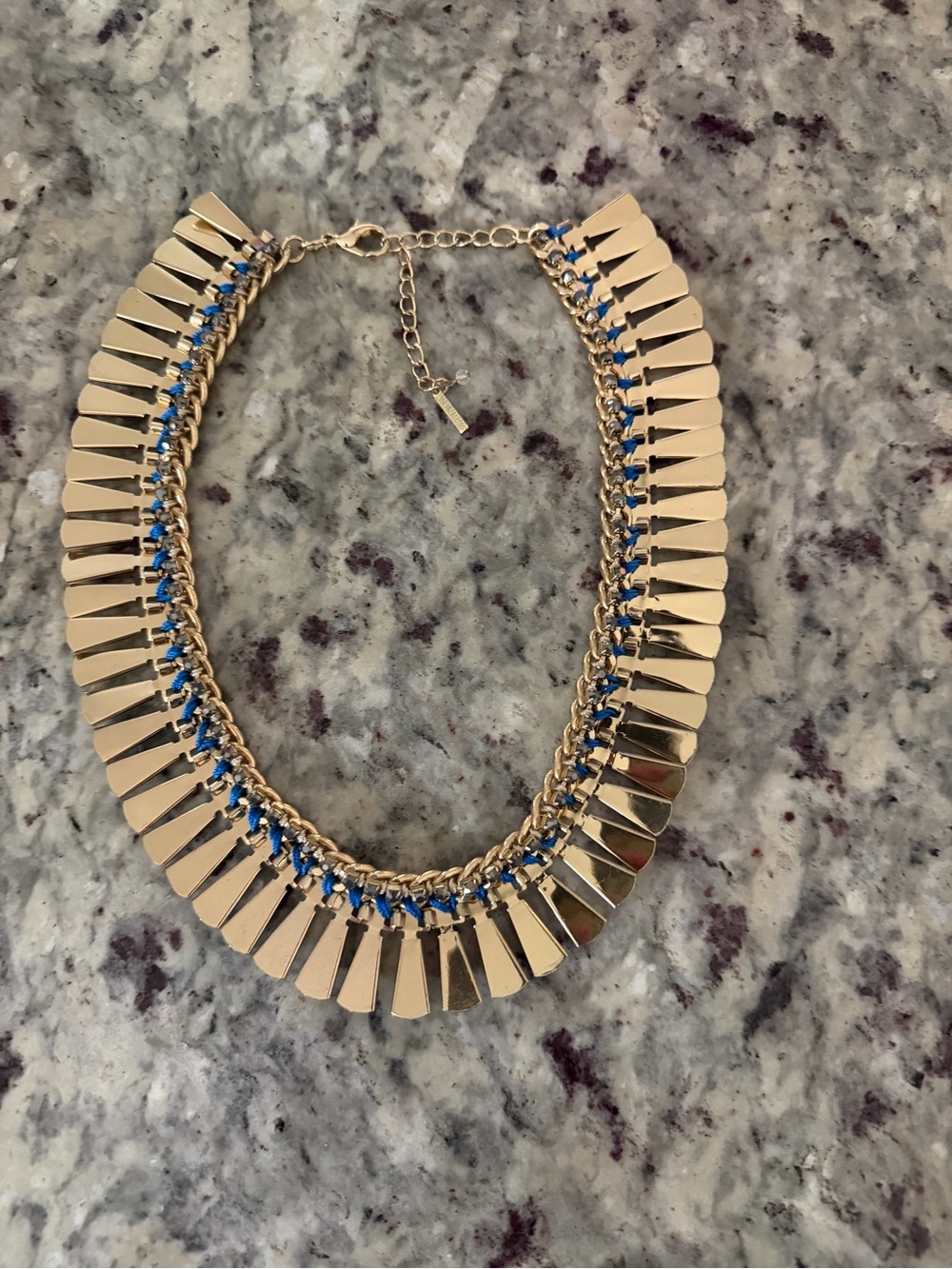 Steve Madden Gold Collar Necklace with Blue Accents